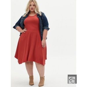Torrid super soft rib hanky hem midi dress rust terracotta